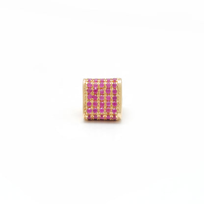 Diamond Ruby Sapphire Pavé Bead Spacer – Sterling Silver 8mm