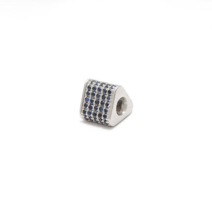 Diamond Ruby Sapphire Pavé Bead Spacer – Sterling Silver 8mm