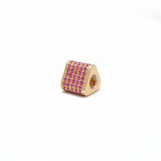 Diamond Ruby Sapphire Pavé Bead Spacer – Sterling Silver 8mm