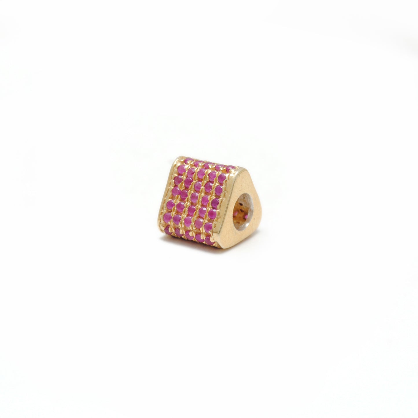 Diamond Ruby Sapphire Pavé Bead Spacer – Sterling Silver 8mm