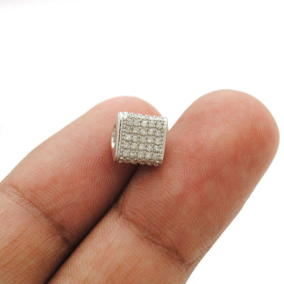 Diamond Ruby Sapphire Pavé Bead Spacer – Sterling Silver 8mm