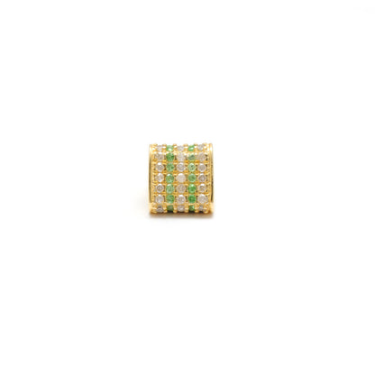 Diamond Ruby Sapphire Pavé Bead Spacer – Sterling Silver 8mm