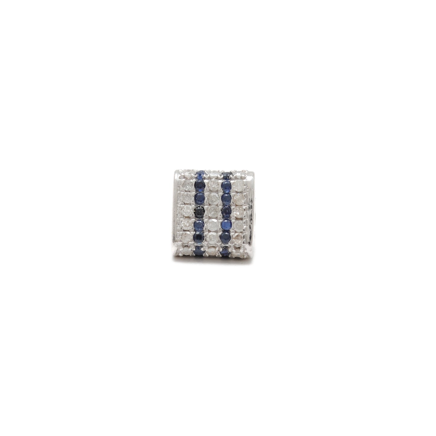 Diamond Ruby Sapphire Pavé Bead Spacer – Sterling Silver 8mm