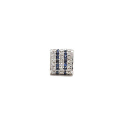 Diamond Ruby Sapphire Pavé Bead Spacer – Sterling Silver 8mm