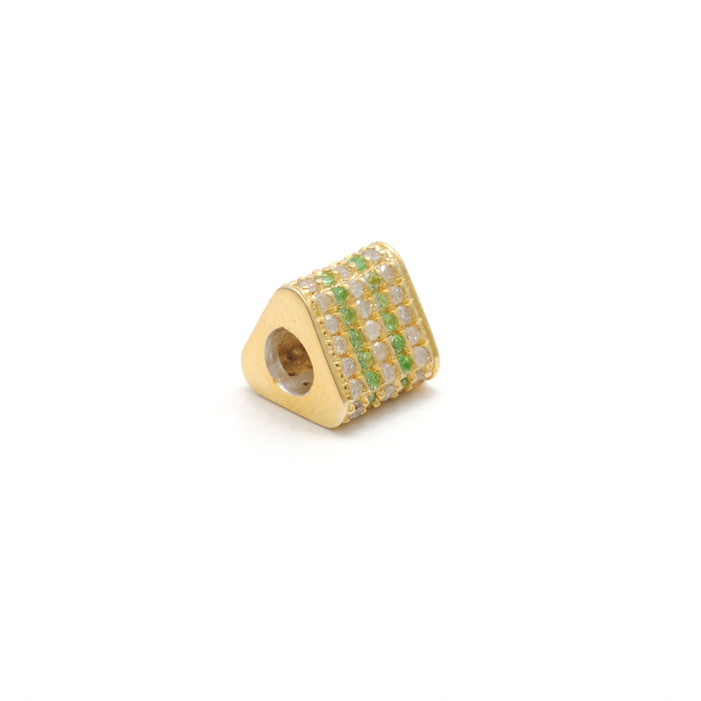 Diamond Ruby Sapphire Pavé Bead Spacer – Sterling Silver 8mm