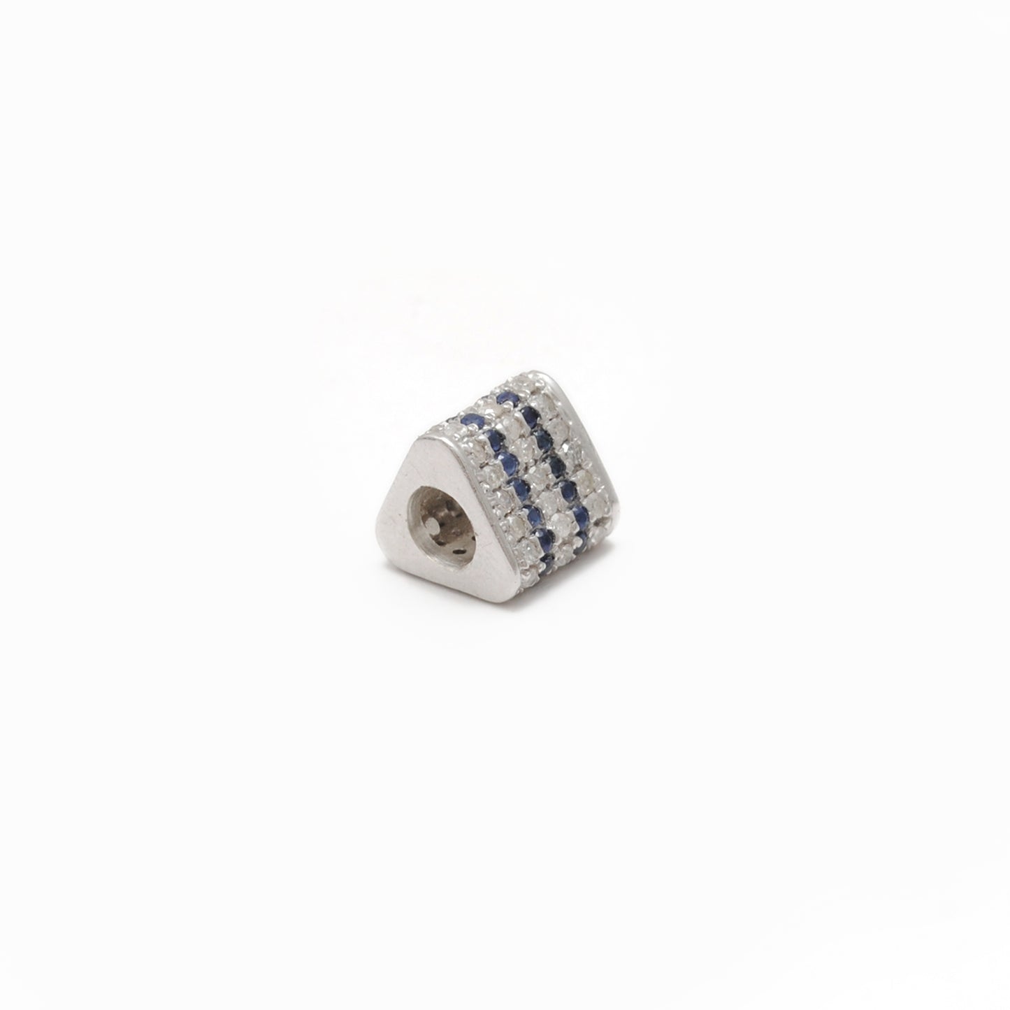 Diamond Ruby Sapphire Pavé Bead Spacer – Sterling Silver 8mm