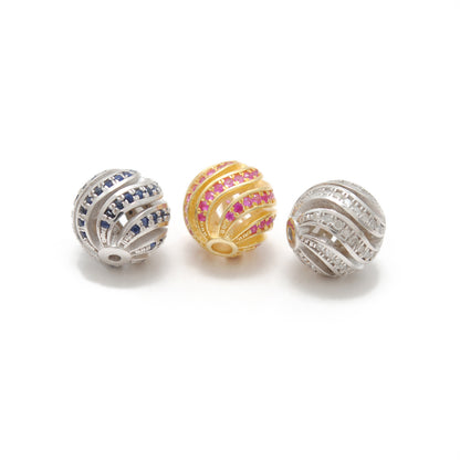 Sterling Silver Pave Diamond Ruby Sapphire Spacer Ball Beads 10mm – DIY Jewelry Craft