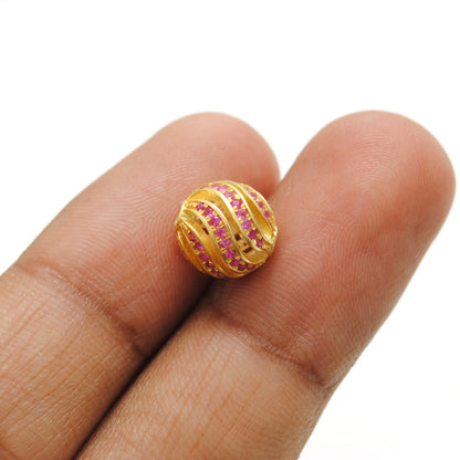 Sterling Silver Pave Diamond Ruby Sapphire Spacer Ball Beads 10mm – DIY Jewelry Craft