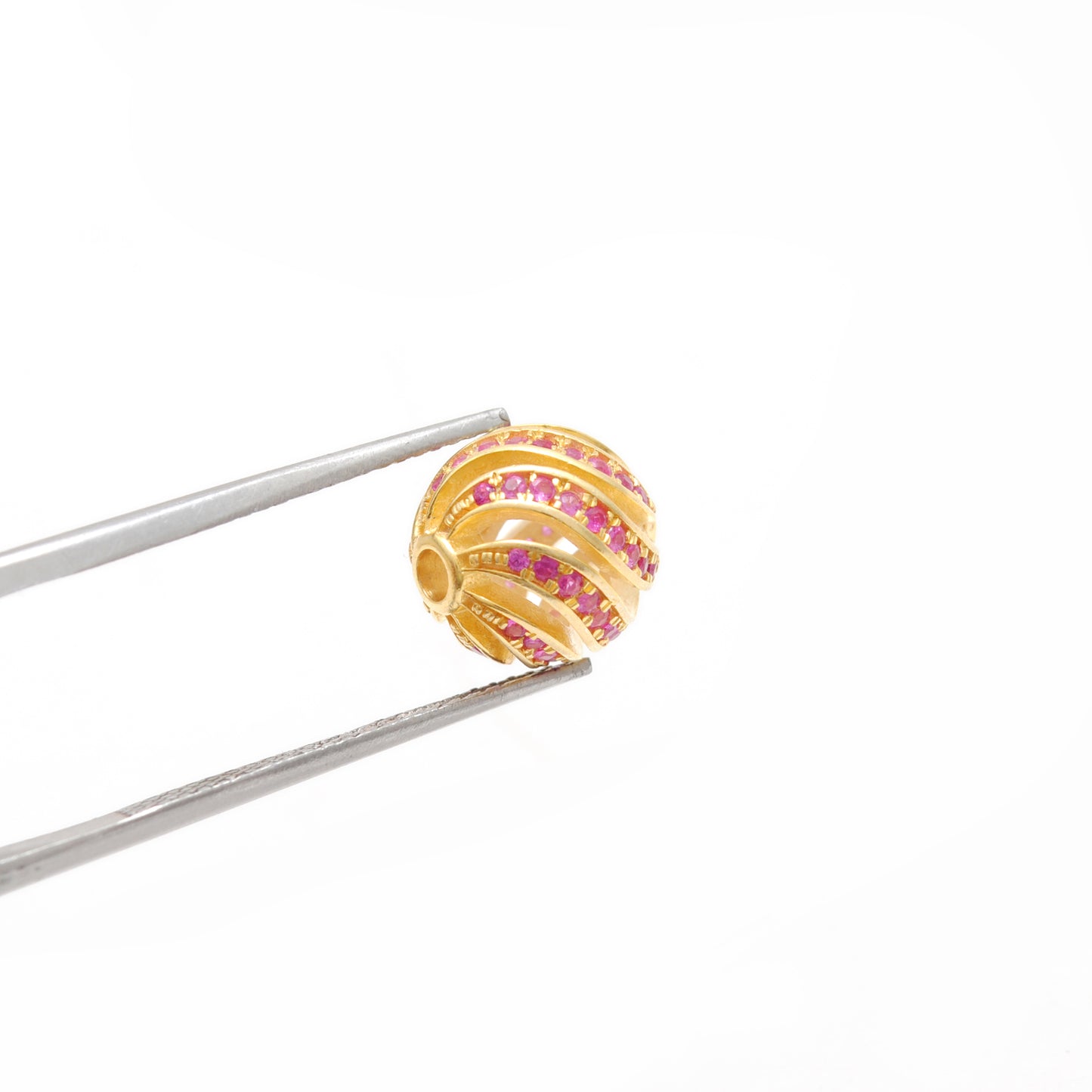 Sterling Silver Pave Diamond Ruby Sapphire Spacer Ball Beads 10mm – DIY Jewelry Craft