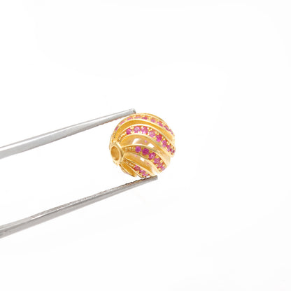 Sterling Silver Pave Diamond Ruby Sapphire Spacer Ball Beads 10mm – DIY Jewelry Craft
