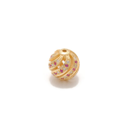 Sterling Silver Pave Diamond Ruby Sapphire Spacer Ball Beads 10mm – DIY Jewelry Craft