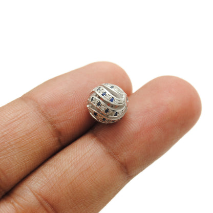 Sterling Silver Pave Diamond Ruby Sapphire Spacer Ball Beads 10mm – DIY Jewelry Craft