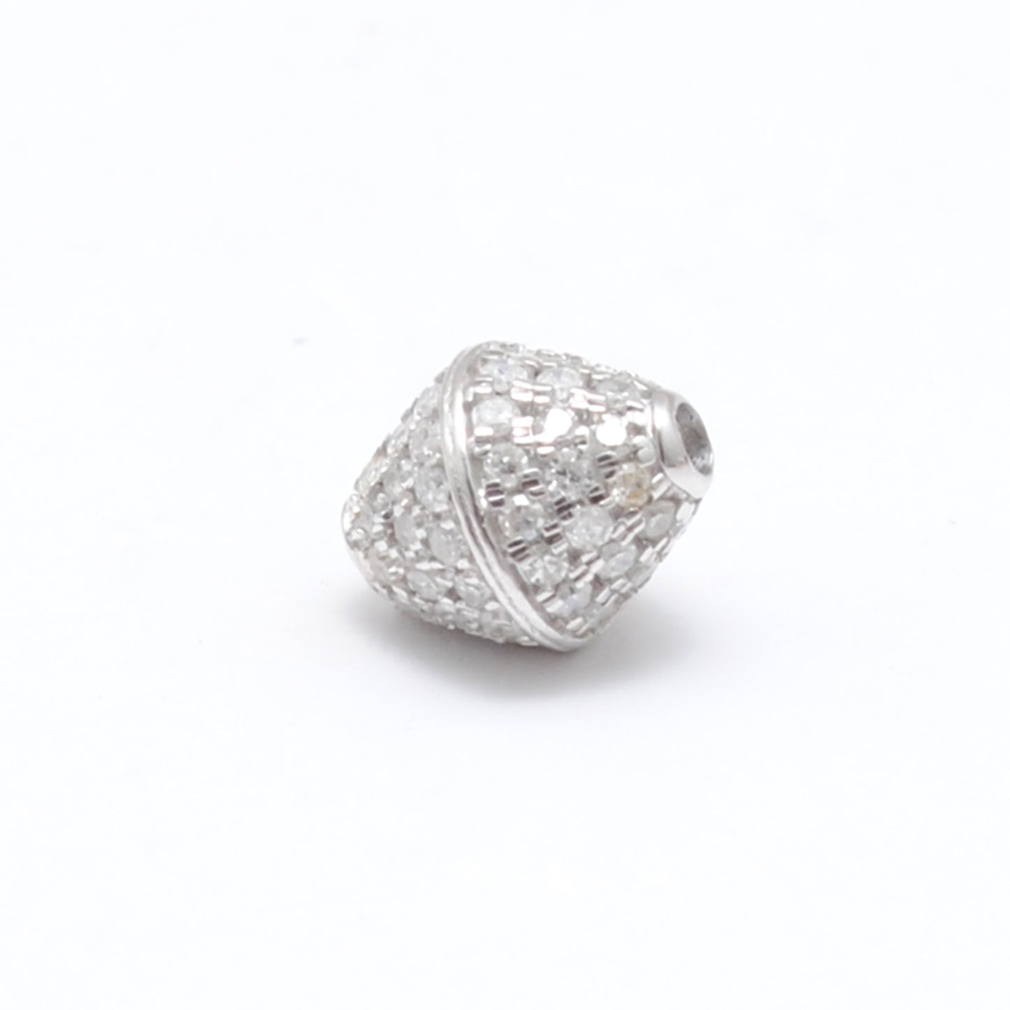 Sterling Silver Pave Diamond Ruby & Blue Sapphire Beads 7x8mm – DIY Charm