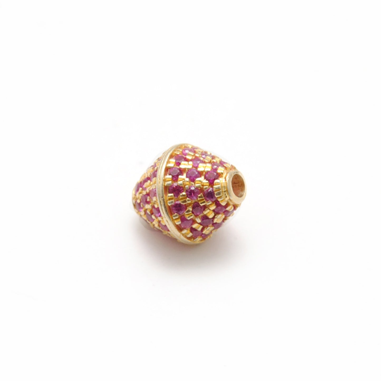 Sterling Silver Pave Diamond Ruby & Blue Sapphire Beads 7x8mm – DIY Charm