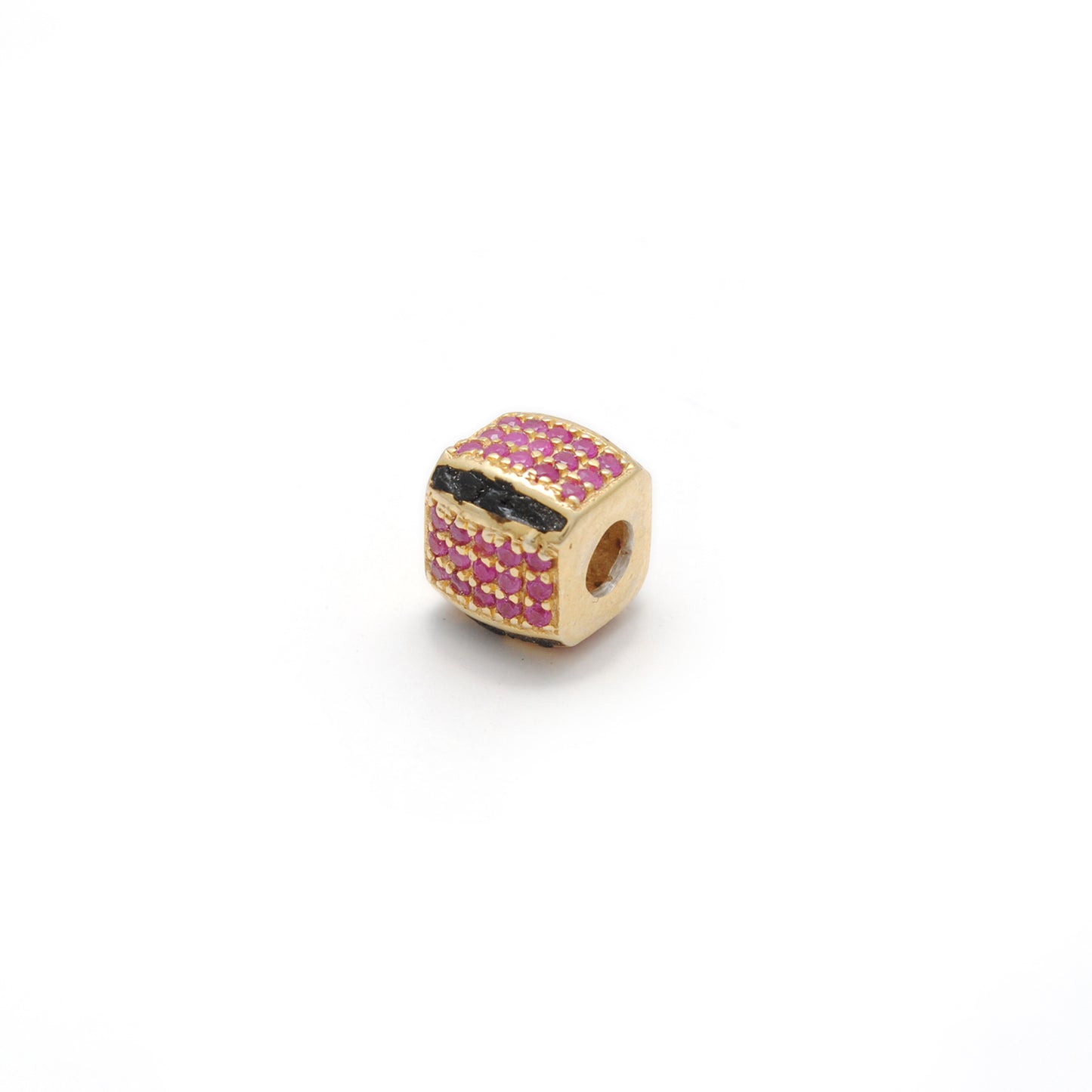 Sterling Silver Diamond Ruby & Blue Sapphire Spacer Beads 8mm – DIY Charm