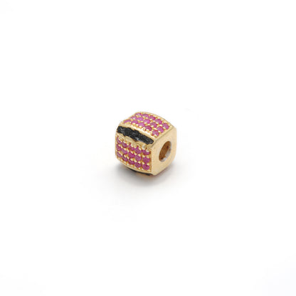 Sterling Silver Diamond Ruby & Blue Sapphire Spacer Beads 8mm – DIY Charm