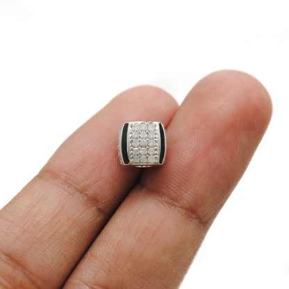 Sterling Silver Diamond Ruby & Blue Sapphire Spacer Beads 8mm – DIY Charm