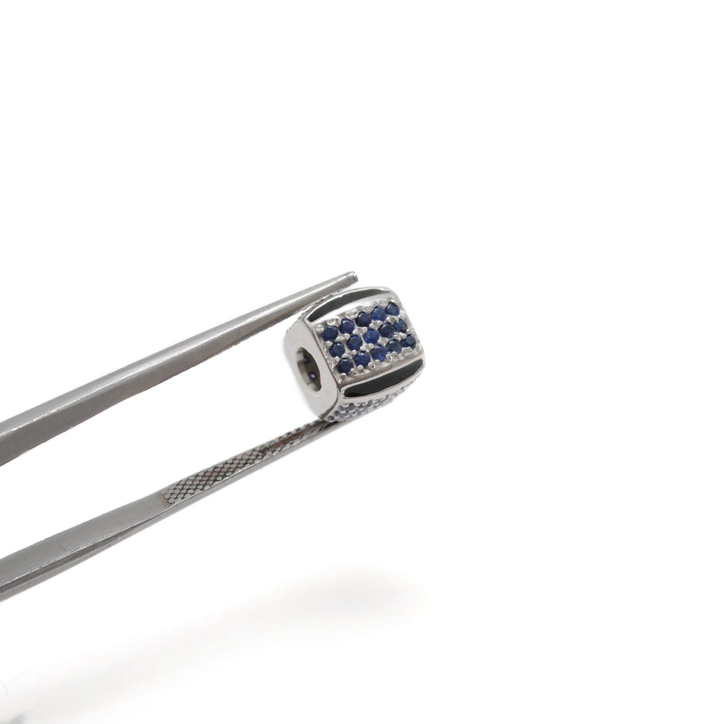 Sterling Silver Diamond Ruby & Blue Sapphire Spacer Beads 8mm – DIY Charm