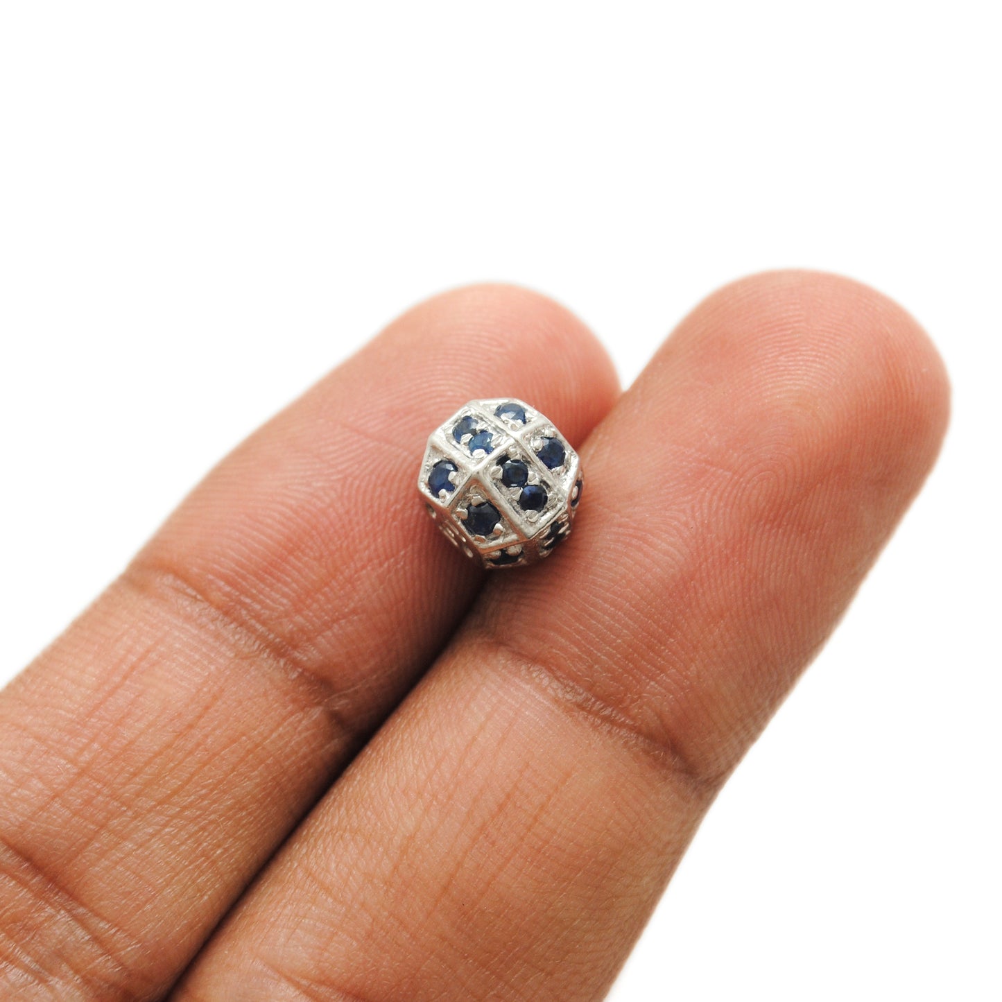 Tsavorite, Diamond & Ruby 925 Sterling Silver Handmade Beads for DIY Jewelry Making