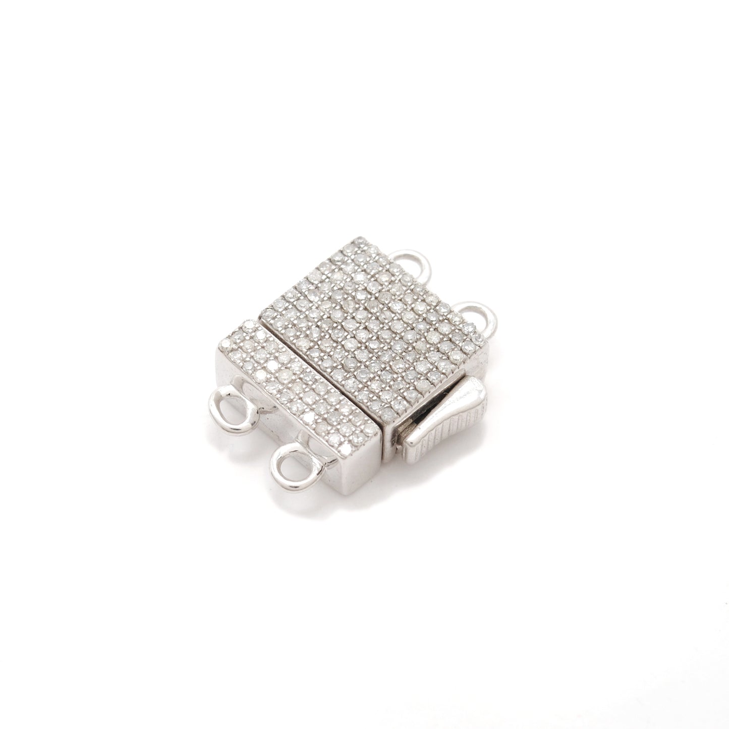 Luxury Diamond, Tsavorite & Ruby Pave Bead Slide Lock Pendant Box Clasp – 20.5x16mm