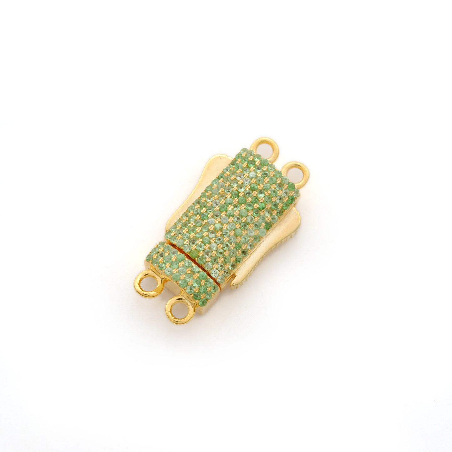 Blue Sapphire, Tsavorite, Ruby & Diamond Sterling Silver Box Slide Lock Charm Clasp