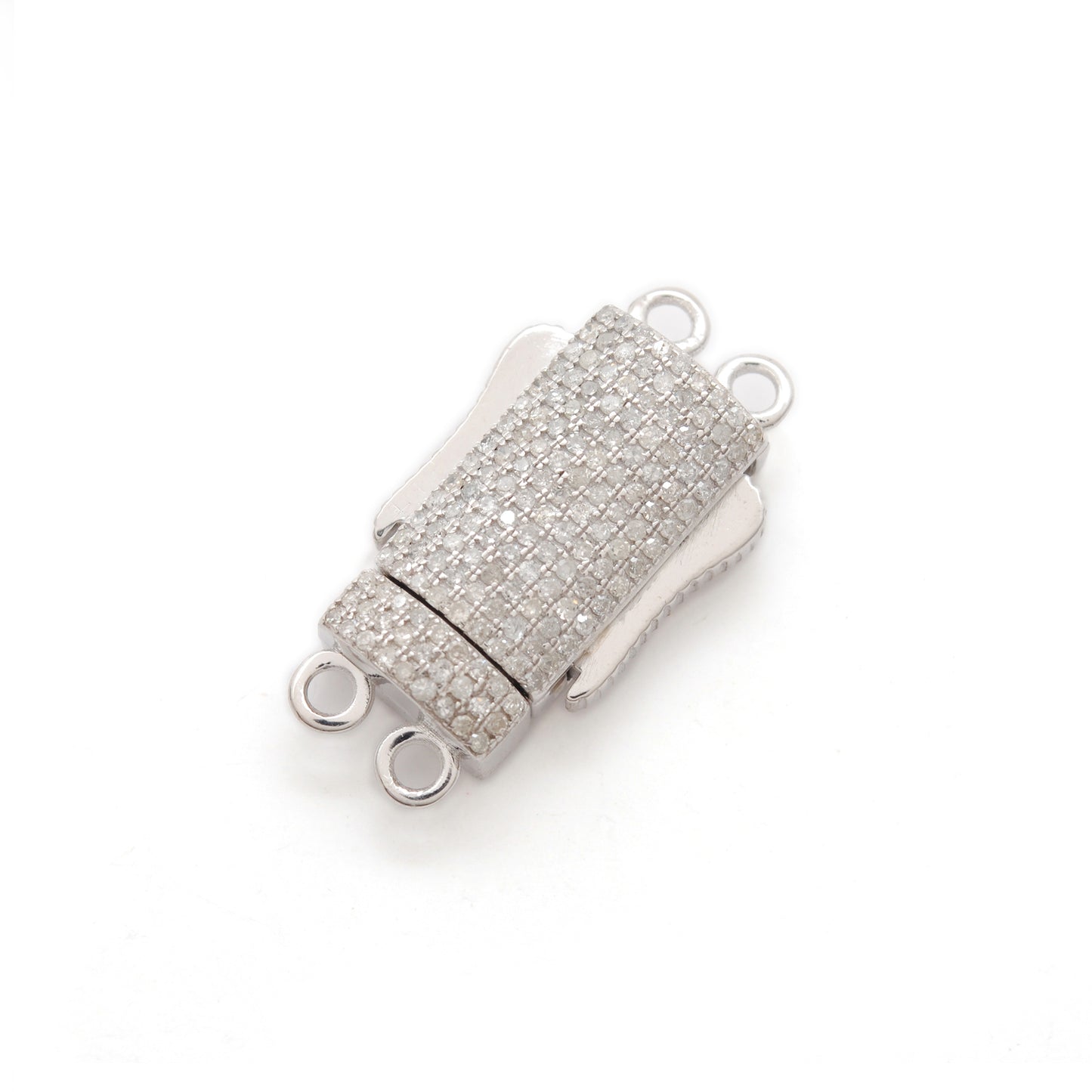 Blue Sapphire, Tsavorite, Ruby & Diamond Sterling Silver Box Slide Lock Charm Clasp