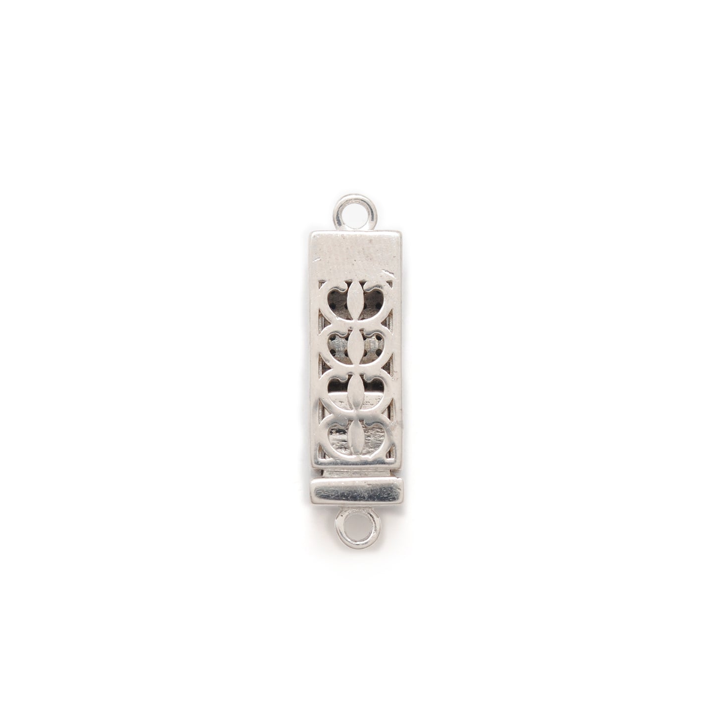 Box Slide Lock Charm with Ruby, Tsavorite & Diamond in Sterling Silver – 29x8mm