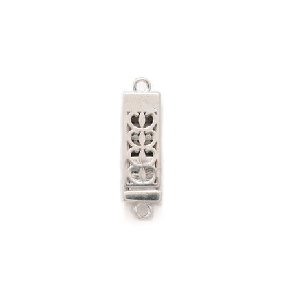 Box Slide Lock Charm with Ruby, Tsavorite & Diamond in Sterling Silver – 29x8mm