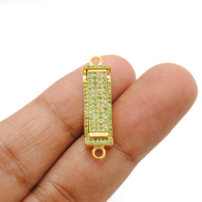 Box Slide Lock Charm with Ruby, Tsavorite & Diamond in Sterling Silver – 29x8mm
