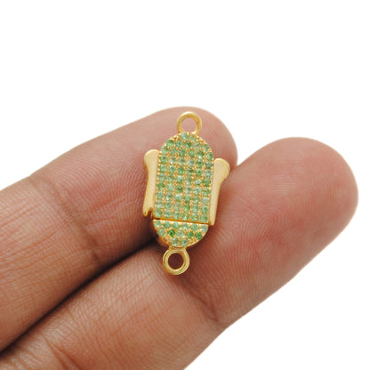 Blue Sapphire, Ruby & Diamond Pavé Box Clasp – Slide Lock Pendant Connector