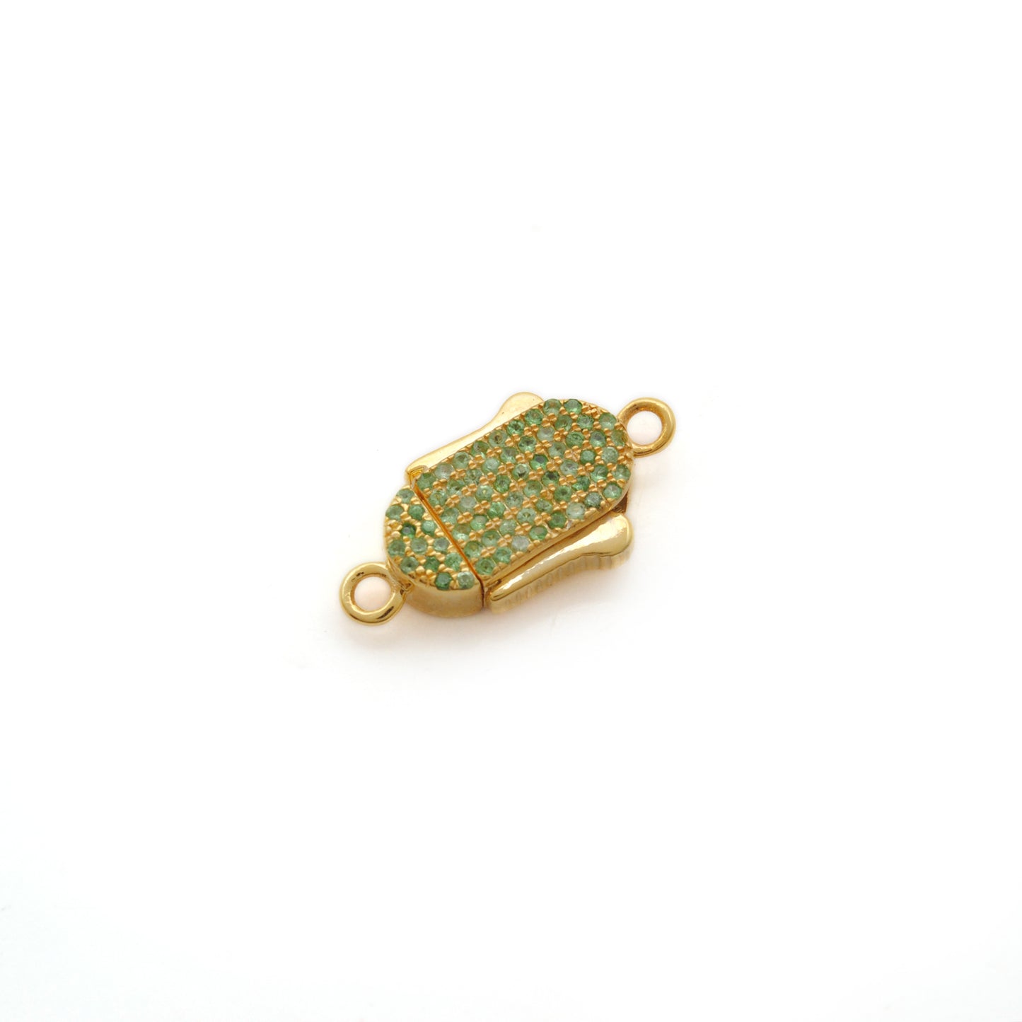 Blue Sapphire, Ruby & Diamond Pavé Box Clasp – Slide Lock Pendant Connector