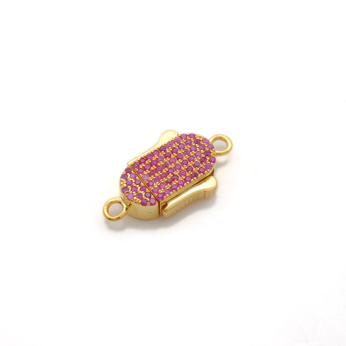 Blue Sapphire, Ruby & Diamond Pavé Box Clasp – Slide Lock Pendant Connector