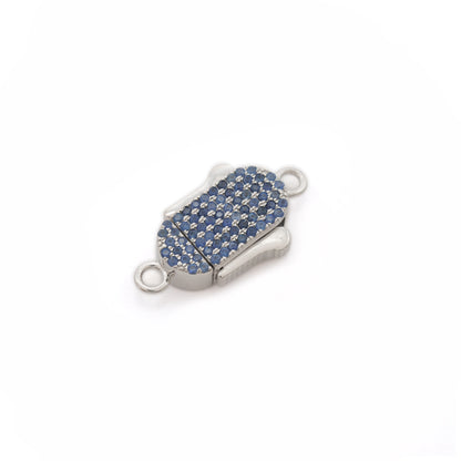Blue Sapphire, Ruby & Diamond Pavé Box Clasp – Slide Lock Pendant Connector