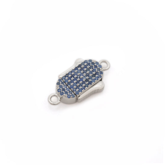Blue Sapphire, Ruby & Diamond Pavé Box Clasp – Slide Lock Pendant Connector