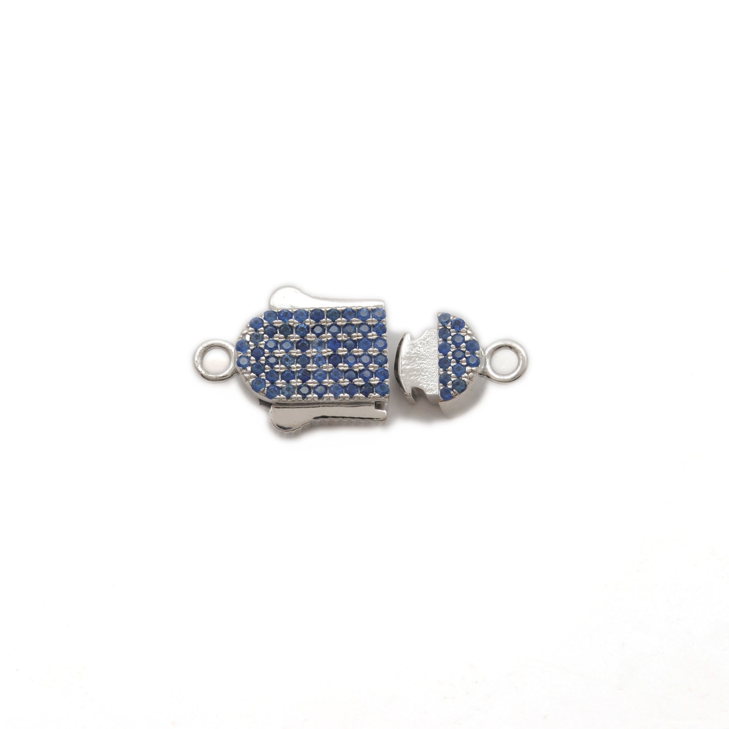 Blue Sapphire, Ruby & Diamond Pavé Box Clasp – Slide Lock Pendant Connector