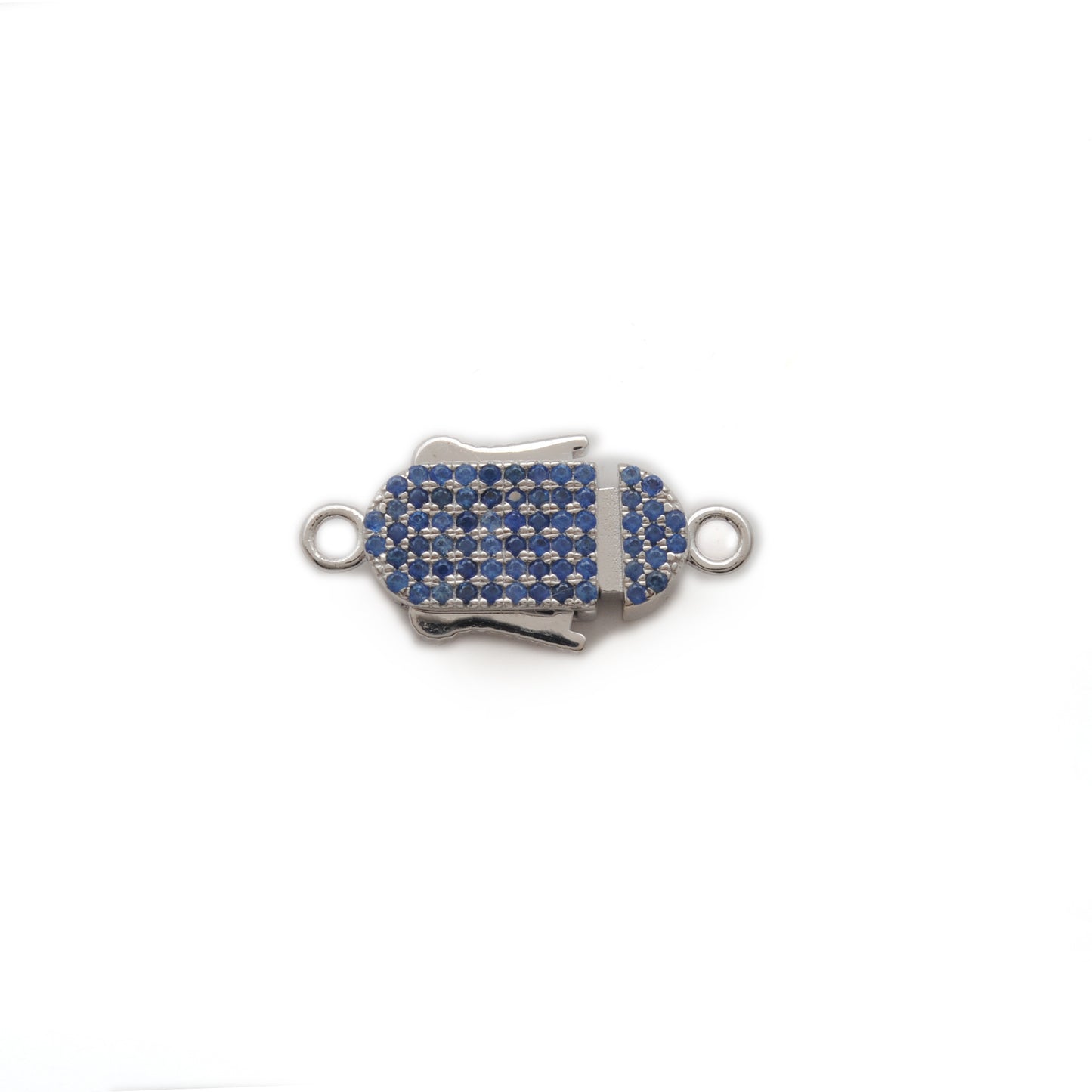 Blue Sapphire, Ruby & Diamond Pavé Box Clasp – Slide Lock Pendant Connector