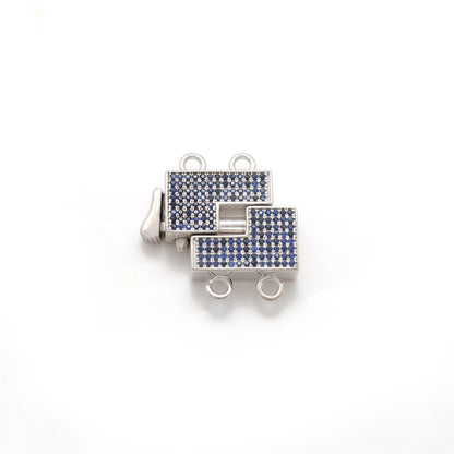 Sterling Silver Pave Lock Clasp with Ruby, Sapphire, Tsavorite & Diamond