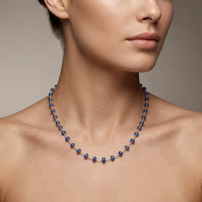 Natural Tanzanite Beaded Necklace | Handmade Blue-Violet Gemstone Strand Necklace for Women | December Birthstone Gift