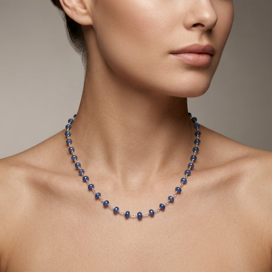 Natural Tanzanite Beaded Necklace | Handmade Blue-Violet Gemstone Strand Necklace for Women | December Birthstone Gift