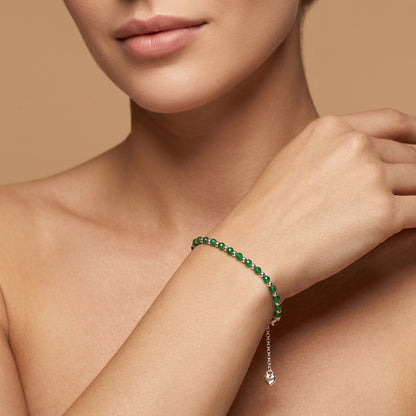Natural Green Onyx Tiny Beaded Charm Bracelet | Handmade Dainty Gemstone Bracelet for Women | Everyday Gift