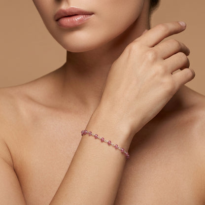 Natural Ruby Minimalist Beaded Bracelet | Handmade Dainty Gemstone Bracelet for Women | July Birthstone Gift