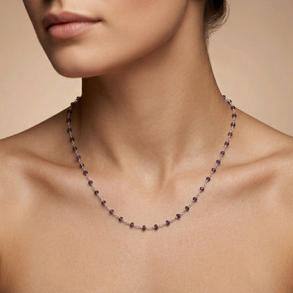 925 Silver Gemstone & Pearl Necklace – Yellow Chalcedony, Amethyst, Sapphire Quartz