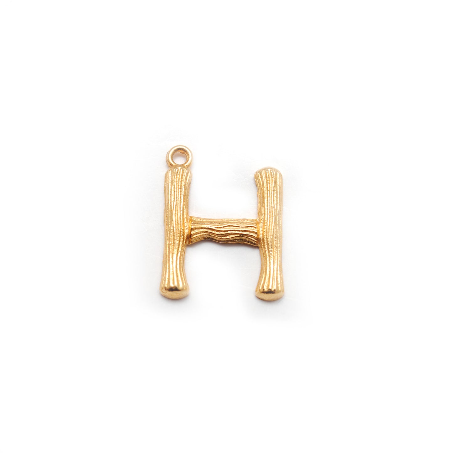 18k Solid Yellow Gold H Initial Letter Charm Pendant