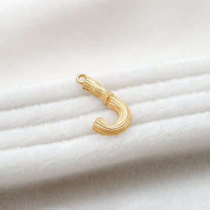 18k Solid Yellow Gold J Initial Letter Charm Pendant