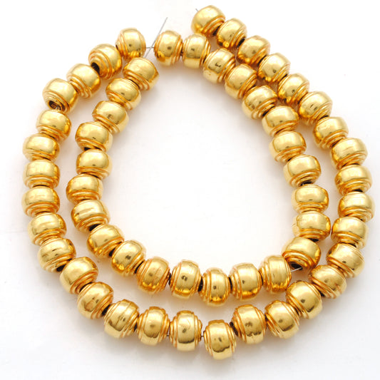 solid 18K gold rondelle spacer beads, smooth polished finish, ideal for DIY jewelry making, bracelets and necklaces, pack of 2 pieces