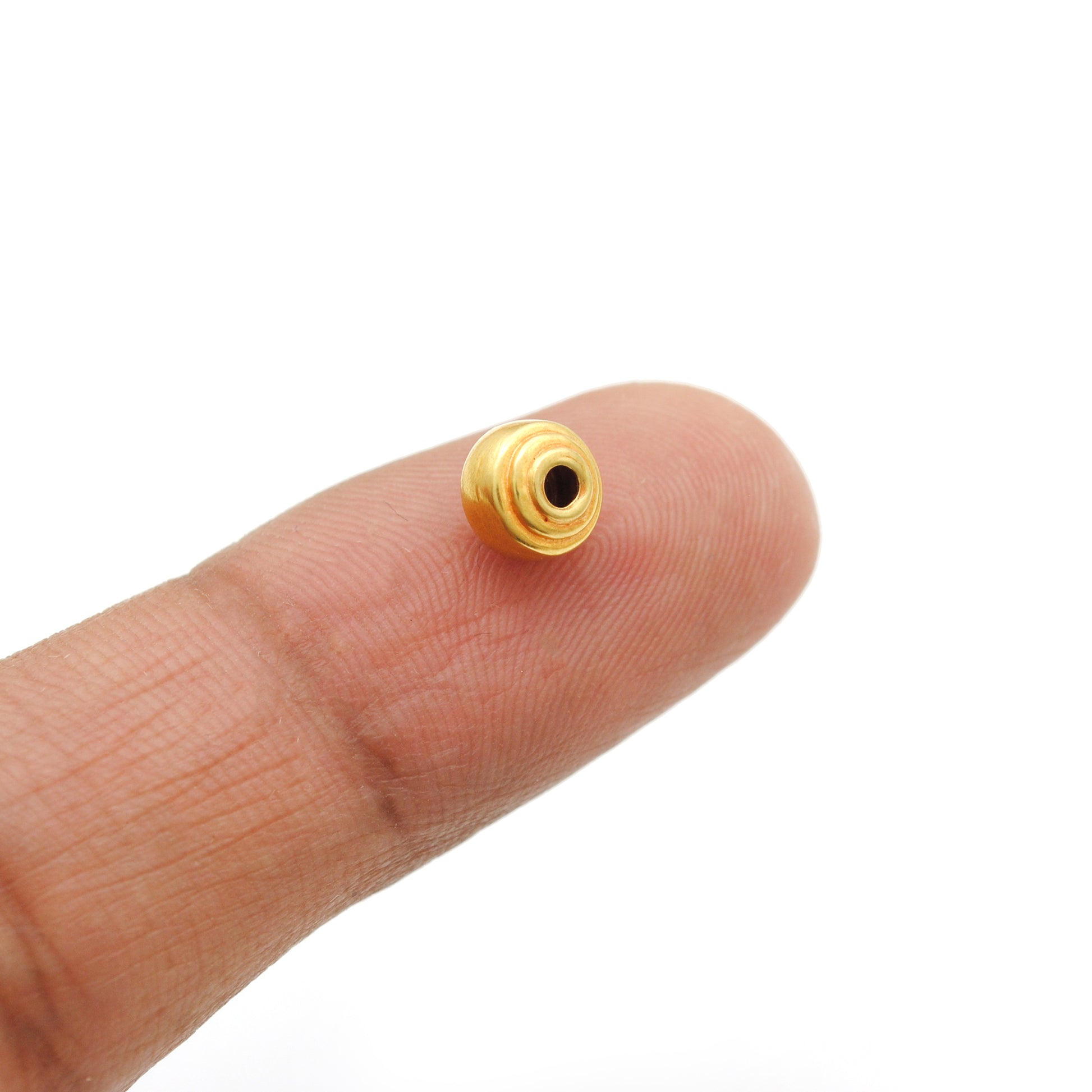 solid 18K gold rondelle spacer beads, smooth polished finish, ideal for DIY jewelry making, bracelets and necklaces, pack of 2 pieces