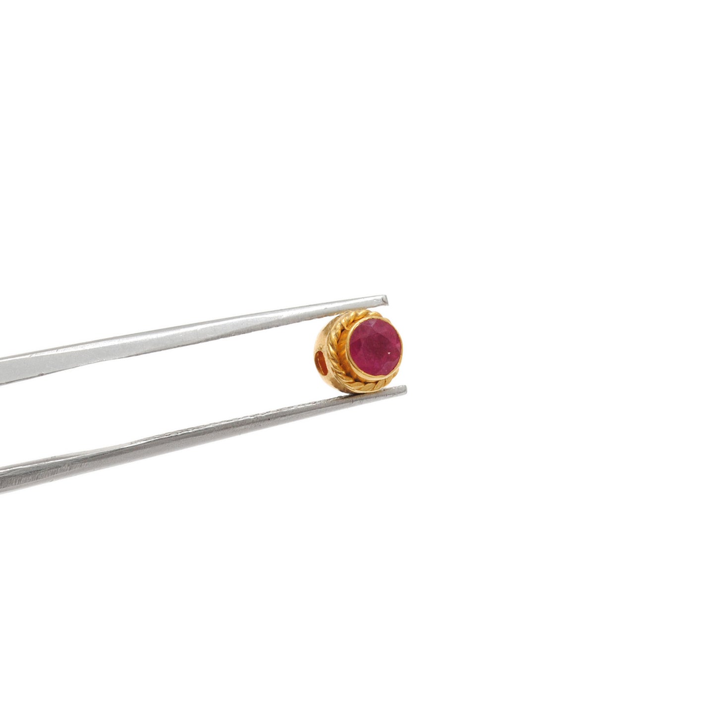 5mm 18k Round Spacer For Jewelry Studded With Stone 1pc