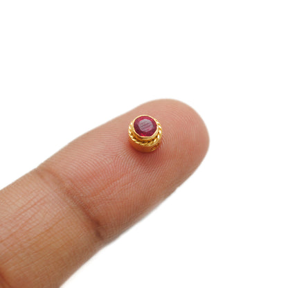 5mm 18k Round Spacer For Jewelry Studded With Stone 1pc