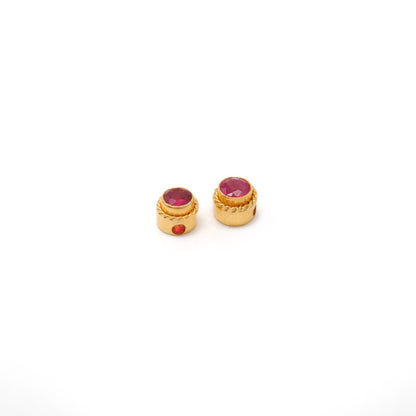 5mm 18k Round Spacer For Jewelry Studded With Stone 1pc