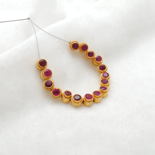5mm 18k Round Spacer For Jewelry Studded With Stone 1pc